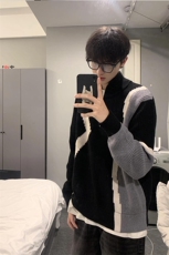 美式半高领拉链毛衣针织衫潮牌慵懒风高级感外套MY377特P60，男装针织衫/毛衣，星座908-1