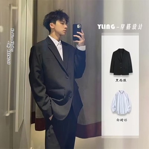 男士西服套装商务职业结婚礼服西装工装正装加肥加大宽松大码衬衣图片