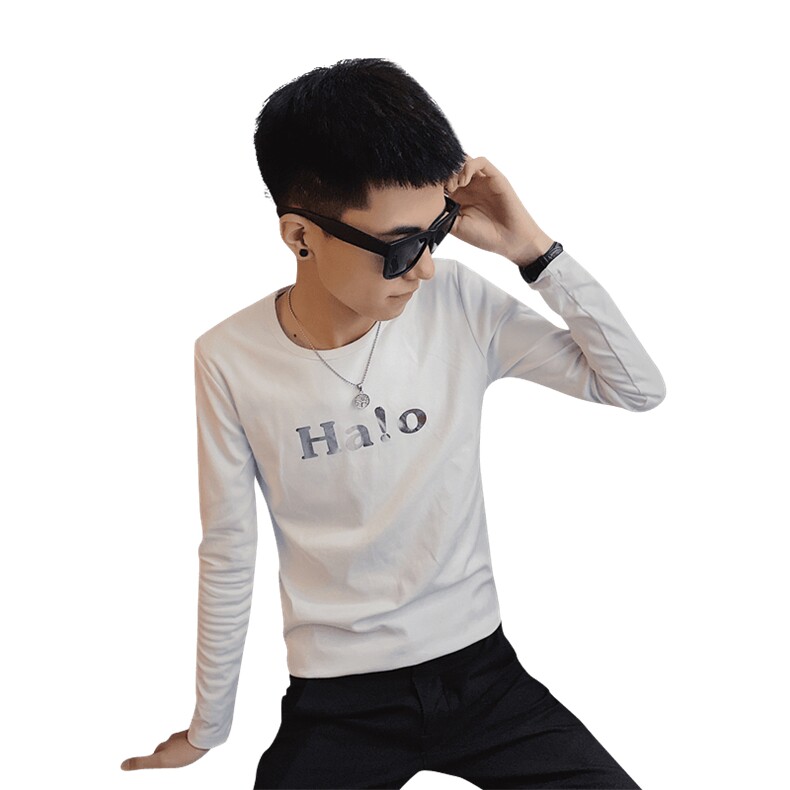 5秋季长袖修身T恤亮片烫金社会精神小伙潮男打底衫C301B-CT17,男装T恤,电商C301B