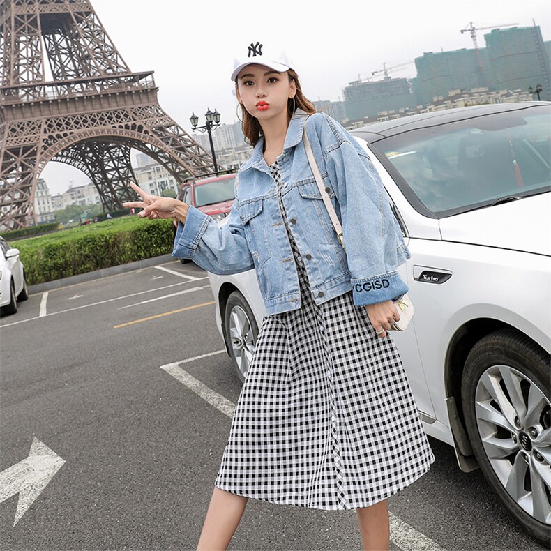中长款翻领夏修身长袖显瘦潮牛仔外套女2021夏季新款韩版,女装短外套,布衣桑