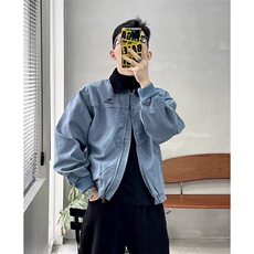 美式2025春秋冬季慵懒帆布夹克外套男女潮流宽松复古潮牌工装上衣，男装夹克，星座506A