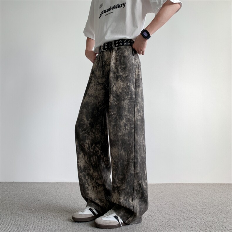 迷彩裤男美式高街小众直筒弯刀裤K01152-P45，男装休闲裤，星座308B-2