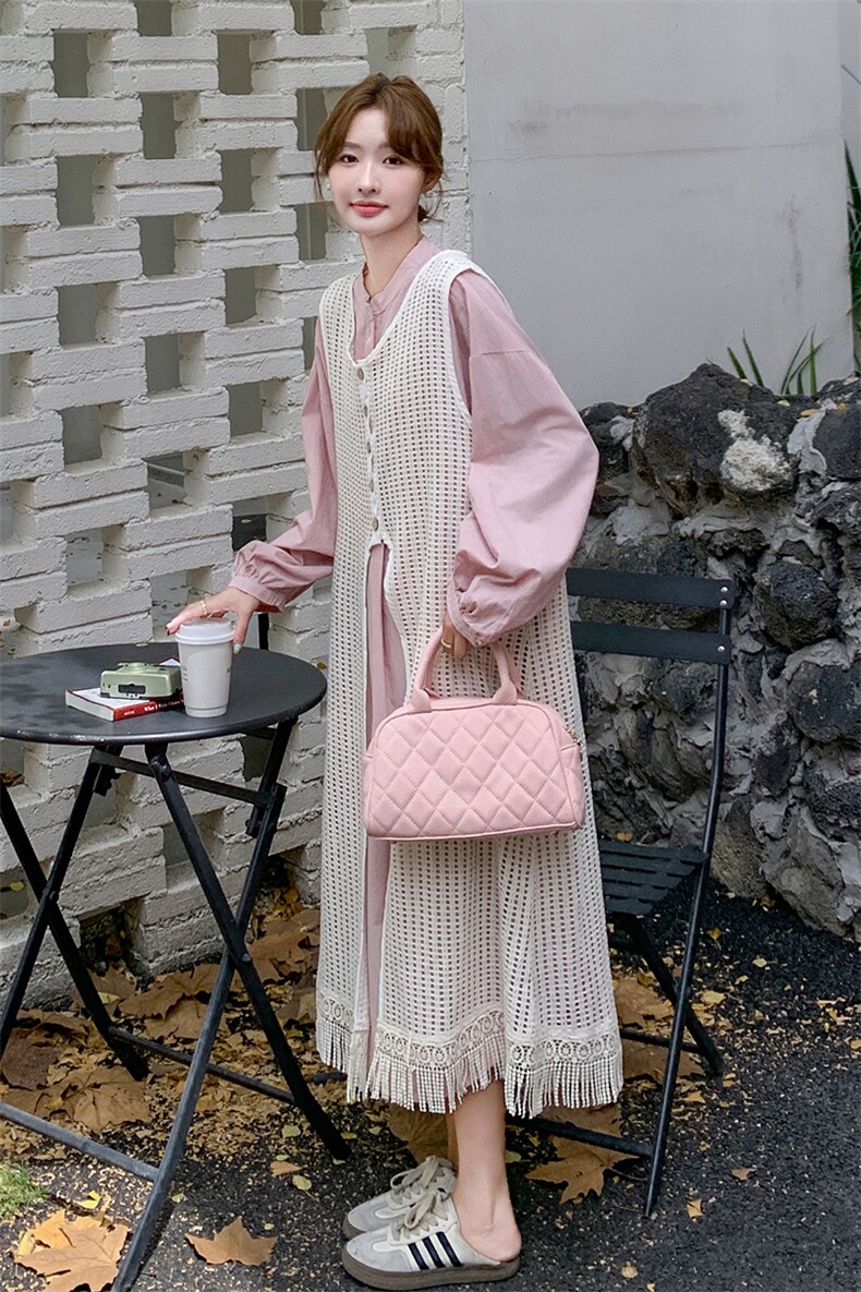 2026春装宽松粉色裙+蕾丝罩衫两件套2C090-1270-P155-K228,女装套装/套裙,2C090