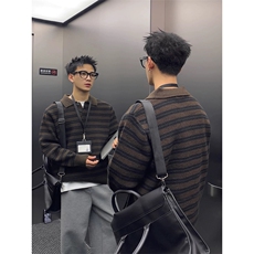 【现货】DMY305-批65原版高克重北极绒复古条纹针织POLO衫毛衣，男装针织衫/毛衣，星座603-2