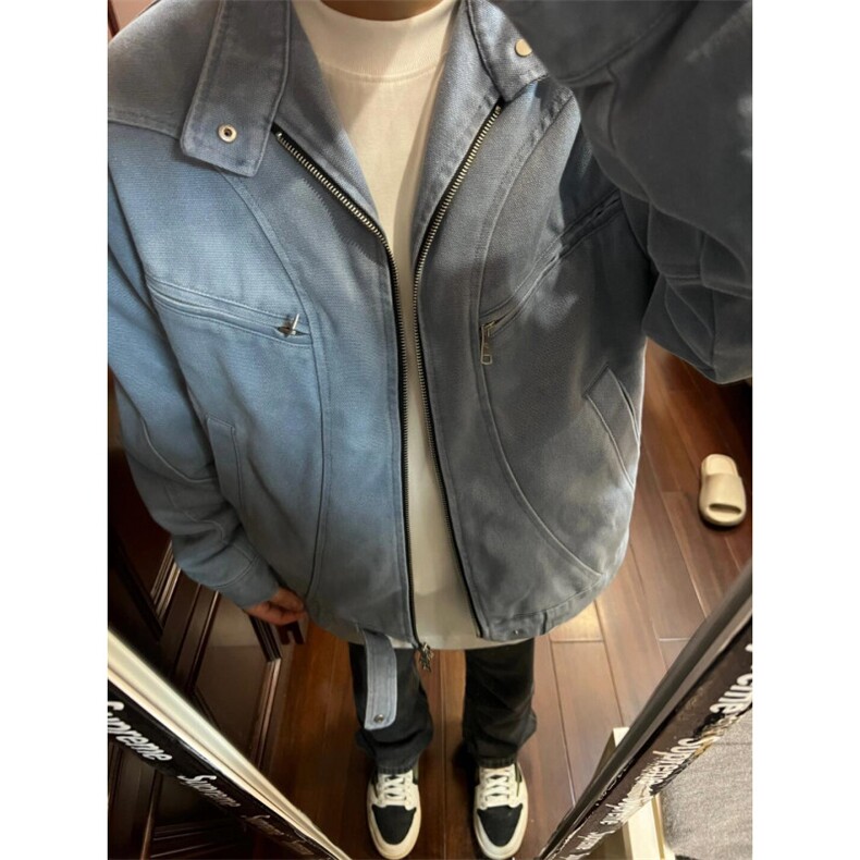 【有货】冰川蓝立领外套男高级感痞帅春秋工装夹克JK7703LL-特P65图片