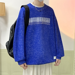 秋季港风圆领卫衣男美式做旧宽松长袖打底衫外套XZ214-8 Y283 P35图片