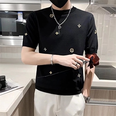 春夏青年刺绣针织短袖男潮流帅气男士网红半袖内搭半截袖T3322，男装T恤，星座1116A-2（原606A-1）