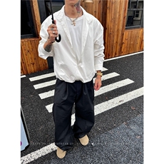 老钱风男装假两件长袖衬衫男款秋季套头式衬衣轻熟风立领短款外套，男装衬衫，星座205-3