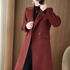 2025秋冬新款双面呢大衣女中长款羊毛呢子外套女过膝风衣女，女装双面呢大衣，贝源羊绒
