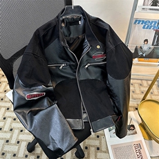 美式复古pu皮机车服夹克男春秋新款设计感小众宽松休闲短款外套潮，男装夹克，星座1013