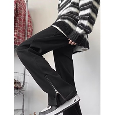 网图裤脚拉链休闲裤高街加绒加厚阔腿运动卫裤子A025-DK1600-P38，男装休闲裤，电商A025