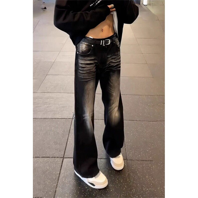 cleanfit水洗渐变牛仔裤男款美式高街vibe裤子潮牌痞帅微喇直筒裤图片