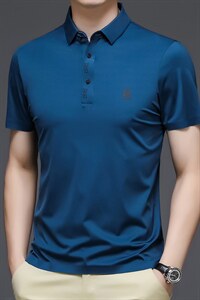 短袖t恤男装夏季新品2022中年男士内搭纯色潮翻领衣服打底体恤衫图片
