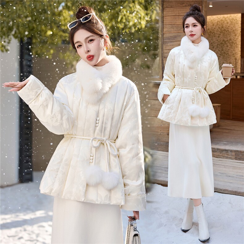 现货2025年冬季轻奢真狐狸毛中长款羽绒中长款，女装羽绒服，依如秀(原杭风阁)