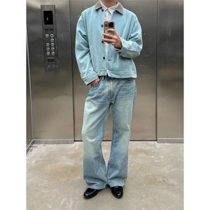 秋季美式高街牛仔外套男夹克潮流宽松学生痞帅休闲上衣图片