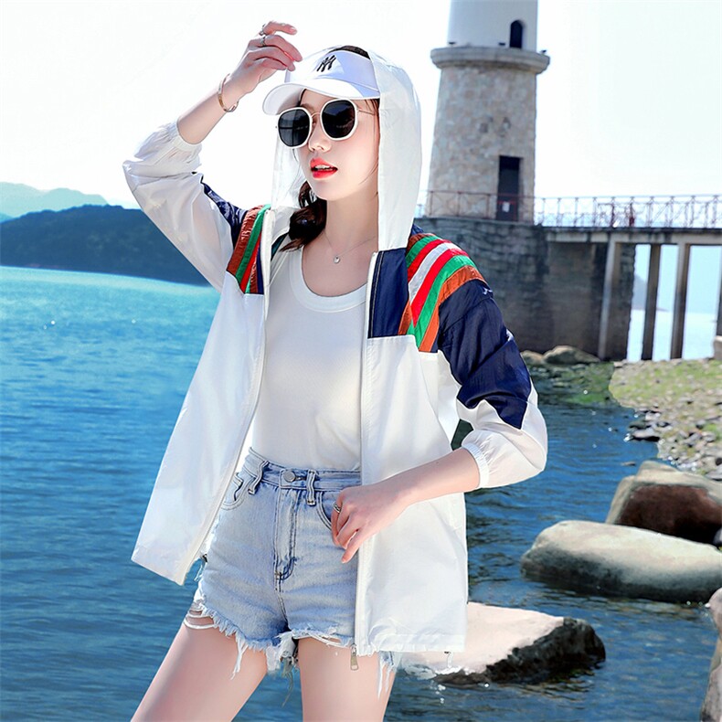 拼接防晒服女款2022年新款夏季薄款宽松外套防晒服女夏防紫外线衫,女装防晒衣,浙宝281