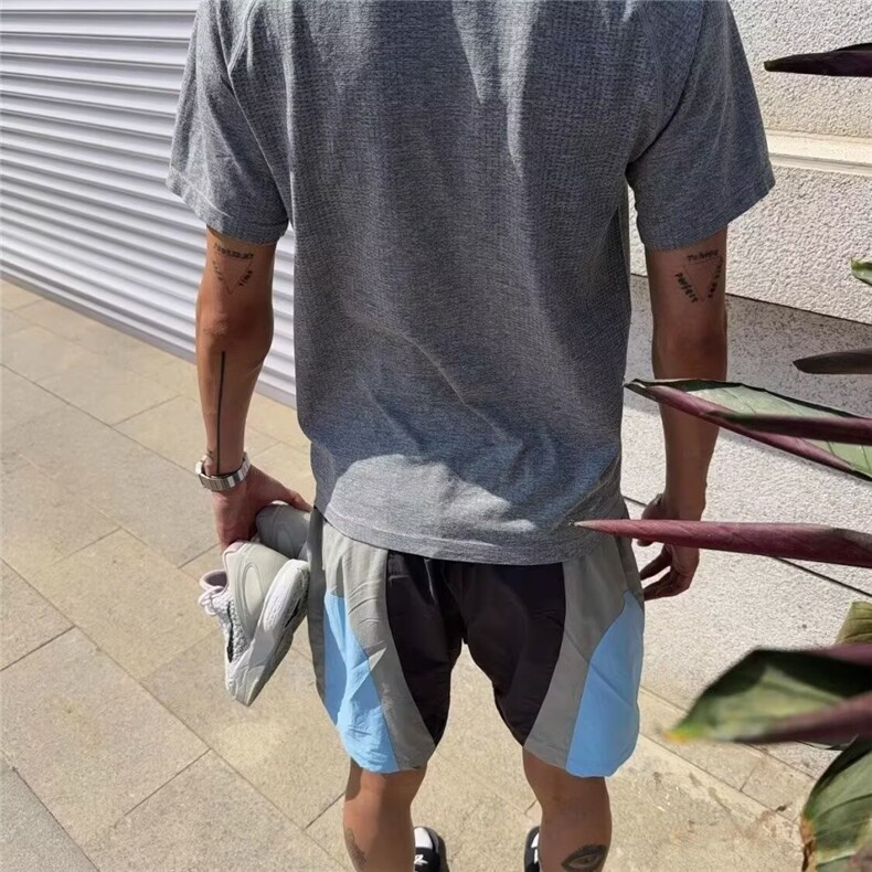 美式复古运动短裤轻薄训练跑步健身男女夏季凉感宽松五分裤子,男装牛仔裤,星座506A