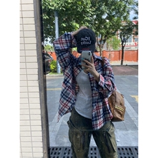 【有货】破坏感格子长袖衬衫男女设计感高级宽松外套B407CC-特P45，男装衬衫，星座1007（原301D）