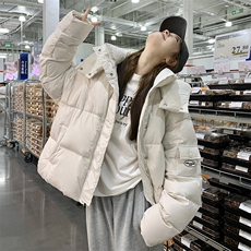 白色韩系高级感羽绒服外套女冬季小个子加厚连帽90白鸭绒面包服，女装羽绒服，2C201