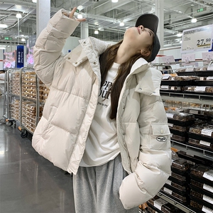 白色韩系高级感羽绒服外套女冬季小个子加厚连帽90白鸭绒面包服图片