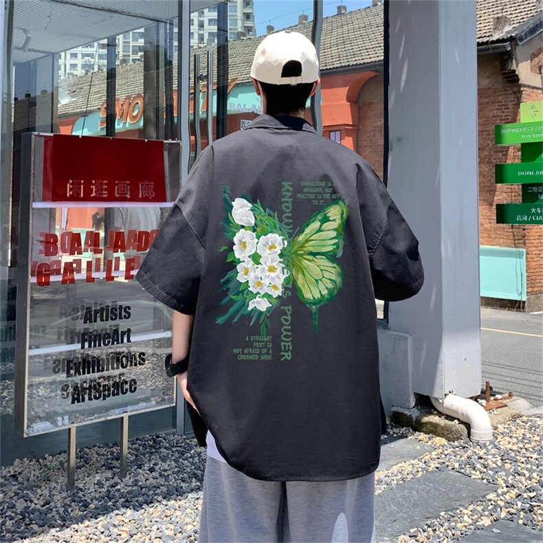 电商DSA028-MDSP834P38夏季新款港风百搭潮流印花短袖衬衫男,男装T恤,电商A028