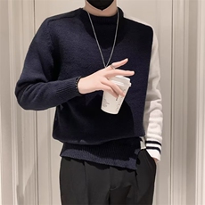 男士毛衣秋冬季新款撞色拼接内搭针织衫高级感潮牌打底衫S549，男装针织衫/毛衣，星座1116A-2（原606A-1）