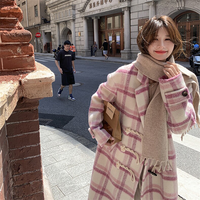 现货 2025年冬季女装女士精品格子毛呢外套图片
