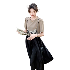 现货设计感撞色拼接气质假两件连衣裙2932P115K178，女装连衣裙，2C029