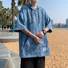 连帽潮流新款T恤青春流行圆领标准男ins夏季潮五分袖T235，男装T恤，星座1013