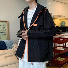夏季潮牌外搭休闲防晒衣男港风宽松袖子撞色拼接薄款夹克上衣，男装夹克，星座410-7