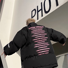 F97-P85冬季高街vibe立领面包服男美式潮牌宽松字母印花棉衣，男装棉衣，星座512-6