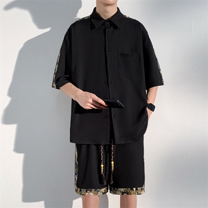 1小熊短袖衬衫男+短裤大码情侣套装92%聚酯纤维8%氨纶TZ77058P70图片