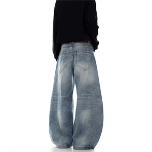 现货。阔腿牛仔裤男女情侣廓形弯刀裤RK3375-P56图片