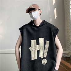 麂皮绒连帽背心坎肩男T恤美式港风JLB3143-P30控48，男装T恤，电商B370
