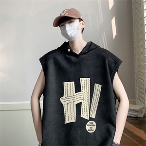 麂皮绒连帽背心坎肩男T恤美式港风JLB3143-P30控48图片
