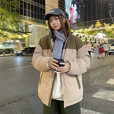 抖音得物宽松情侣立领拼色面包服百搭棉服AB-MY2279-P60，男装棉衣，星座717