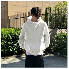网图重磅380克全棉宽松设计感拉链套头连帽卫衣外套AH912-P58，女装短外套，四季星座610B