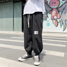 204-K20-P35男士裤子夏季工装束脚潮流男装ins春夏薄款休闲长裤，男装休闲裤，星座204