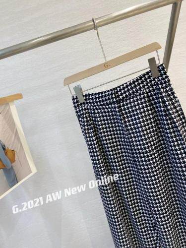 现货秋季新款千鸟格厚松紧腰直筒裤均码，其它，G