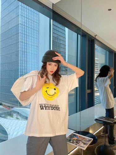 手绘笑脸T～白，粉，橘,女装,LOVELS