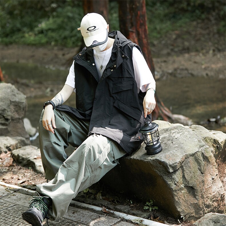 夏季潮牌机能工装背心2024新款潮牌坎肩连帽马甲男现货W8197-P50,男装背心/马甲,星座512-4