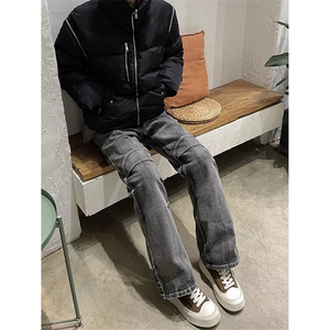 B221 美式ins高街暗黑个性拼接微喇牛仔裤 LK24155-P65 控88图片