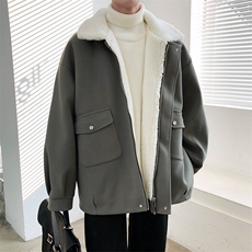 TP98N58毛呢羊羔毛棉服加绒加厚OVERSIZE韩版宽松上衣外套，男装棉衣，电商A170