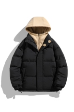 冬季青少年连帽假两件外套加绒加厚休闲简约棉衣棉服5303-P85，男装棉衣，电商B306