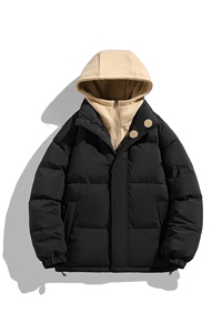 冬季青少年连帽假两件外套加绒加厚休闲简约棉衣棉服5303-P85图片