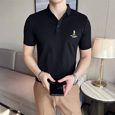 2024夏季新款英伦风高品质修身刺绣POLO衫冰丝短袖T恤男D239-p48，男装T恤，电商D303