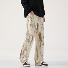 四季潮款美式高街痞帅宽松直筒水洗休闲牛仔裤男，男装牛仔裤，电商D218A