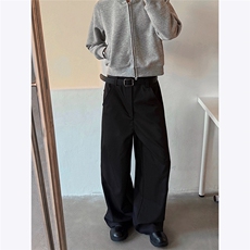 加厚垂感褶皱西裤男女弯刀裤cleanfit阔腿长裤2024冬季新款P68，男装西裤，电商C306-1