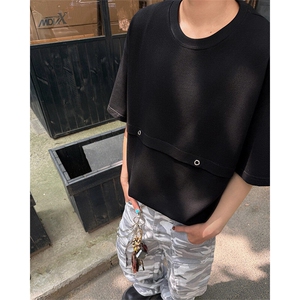 白色高级短袖男设计感小众cleanfit韩系上衣修身半袖慵懒风特P32图片