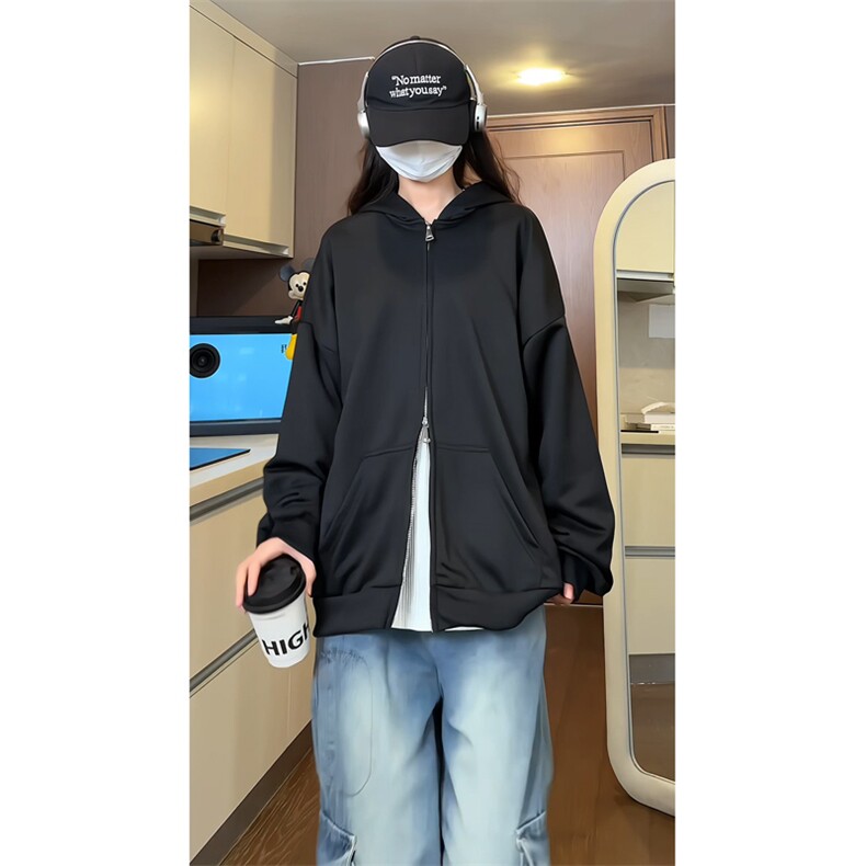 无帽绳版双拉链开衫卫衣男sks200-特p35,男装卫衣,电商B371
